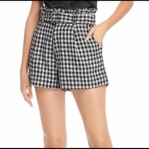 NWT Aqua Houndstooth Tweed Paperbag waist shorts
